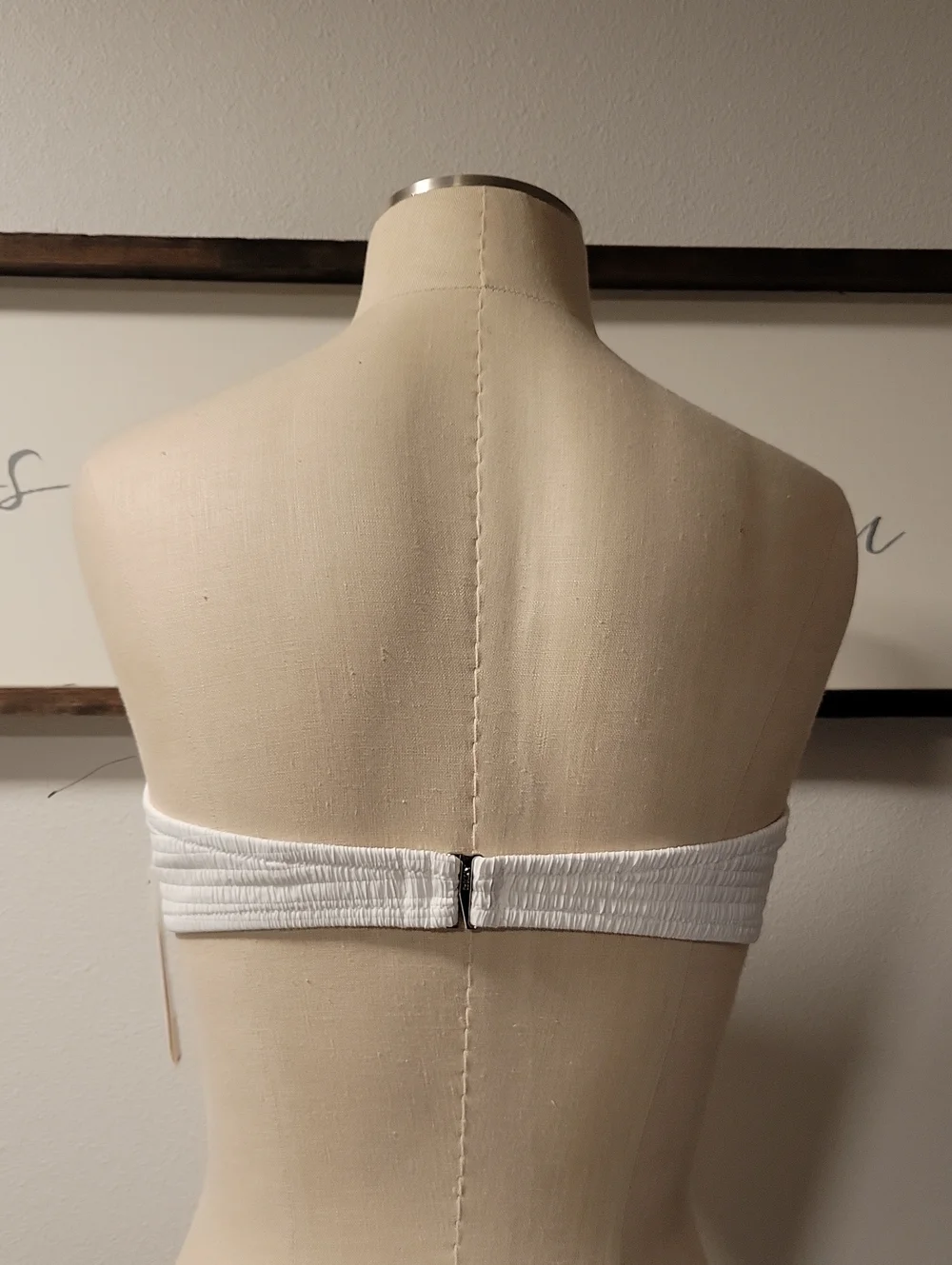 DKNY White Strapless Bandeau Bikini Top